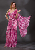 Onion Pink Stonework Shimmer Georgette Saree