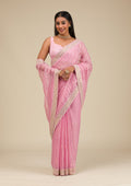 Onion Pink Stonework Chiffon Saree