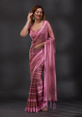 Onion Pink Swarovski Shimmer Georgette Saree