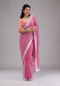 Onion Pink Threadwork Georgette Saree