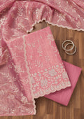Onion Pink Threadwork Shimmer Unstitched Salwar Suit