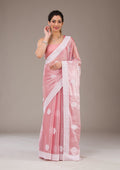Onion Pink Threadwork Tissue Saree