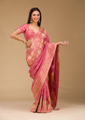 Onion Pink Zariwork Raw Silk Saree