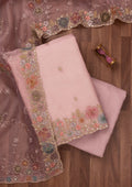 Onion Pink Zariwork Semi Crepe Unstitched Salwar Suit