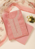 Peach Zariwork Soft Silk Unstitched Salwar Suit