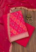 Orange Printed Tissue Unstitched Salwar Suit