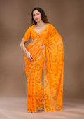 Orange Stonework Georgette Saree