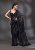 Black Stonework Shimmer Georgette Saree