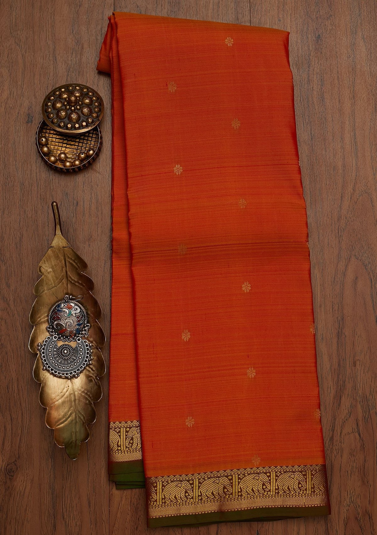 Orange Zariwork Pure Silk Saree
