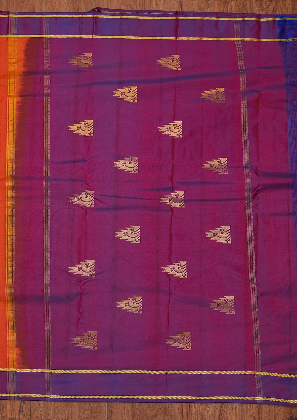 Orange Zariwork Pure Silk Unstitched Saree