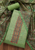 Parrot Green Sequins Chanderi Unstitched Salwar Suit