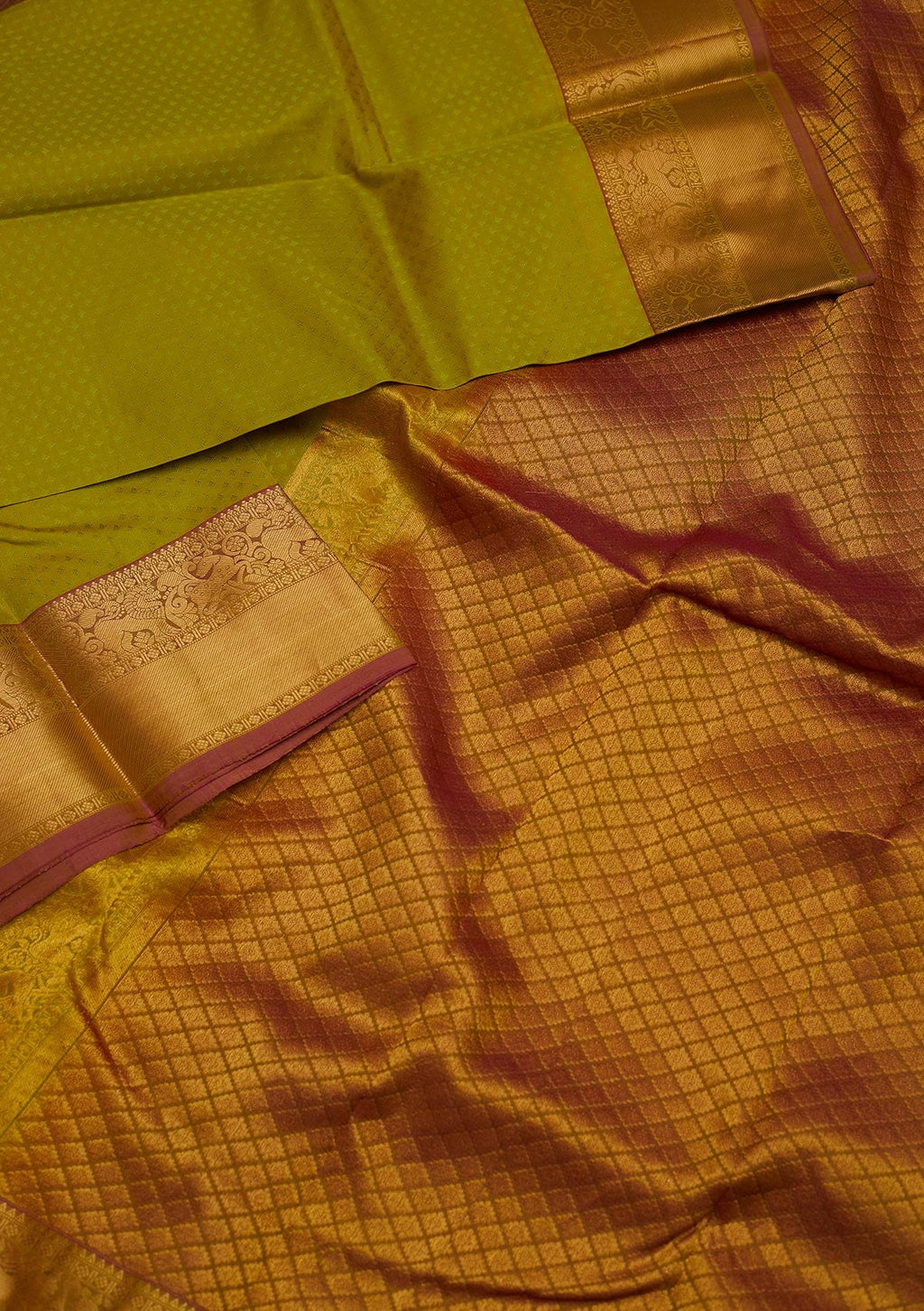 Parrot Green Zariwork Pure Silk Saree