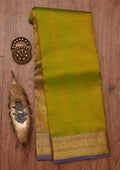 Parrot Green Zariwork Pure Silk Unstitched Saree