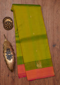 Parrot Green Zariwork Pure Silk Unstitched Saree