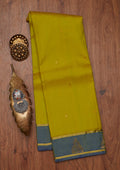 Parrot Green Zariwork Pure Silk Unstitched Saree