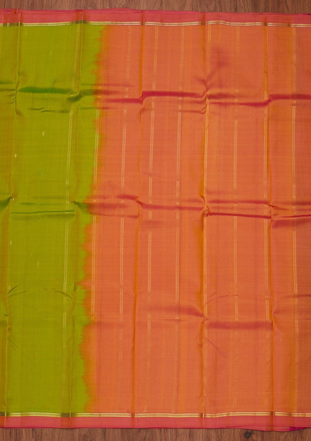 Parrot Green Zariwork Pure Silk Unstitched Saree