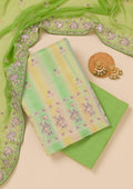 Parrot Green Threadwork Chiffon Unstitched Salwar Suit