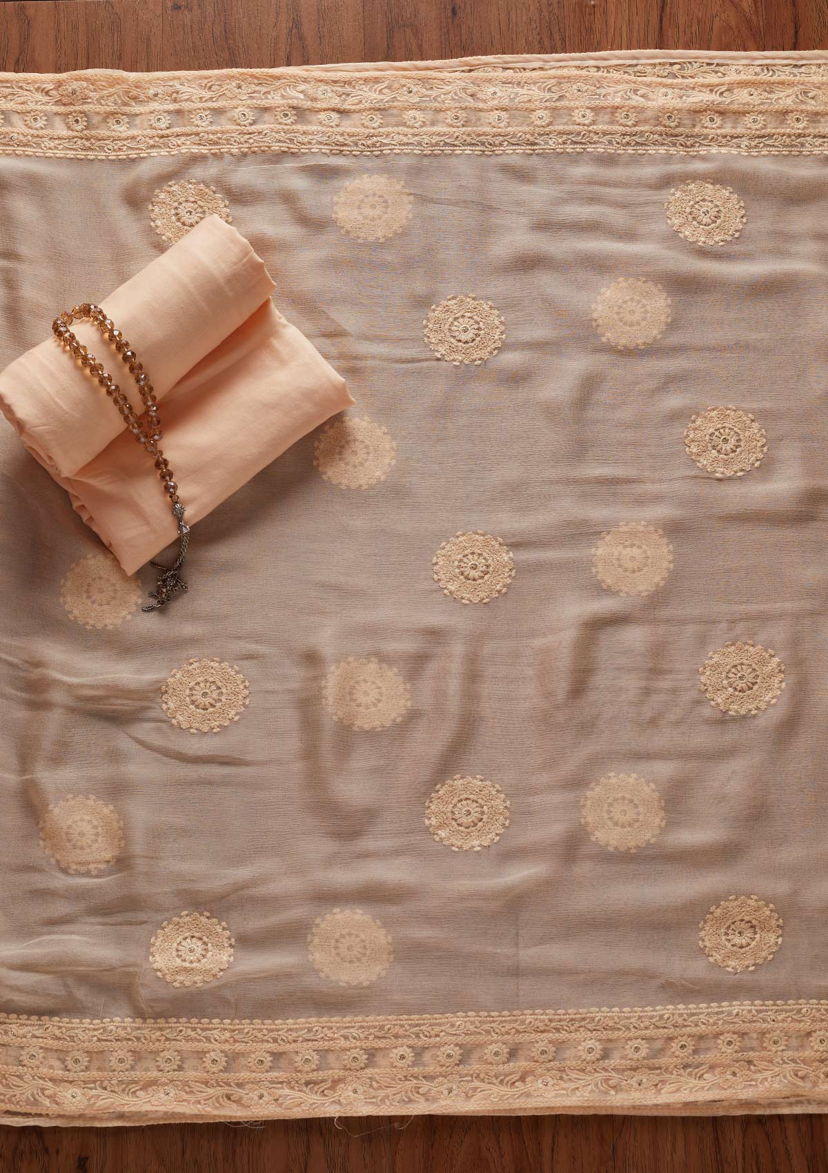 Peach Chikankari Georgette Unstitched Salwar Suit
