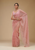 Peach Cutdana Chiffon Saree