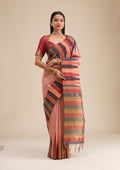 Peach Printed Art Silk Saree