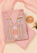 Peach Printed Semi Crepe Unstitched Salwar Suit