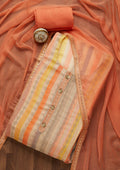 Peach Sequins Semi Crepe Semi Stitched Salwar Suit