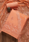 Peach Sequins Georgette Unstitched Salwar Suit