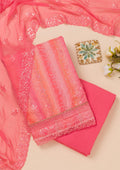 Peach Sequins Tissue Unstitched Salwar Suit