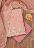 Peach Sequins Tissue Unstitched Salwar Suit