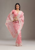 Peach Sequins Tissue Saree