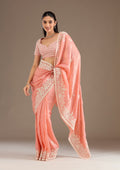 Peach Sequins Tissue Saree