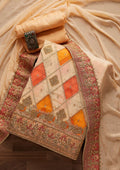 Peach Stonework Semi Crepe Unstitched Salwar Suit
