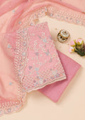 Peach Stonework Semi Crepe Unstitched Salwar Suit