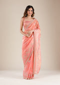 Peach Stonework Tissue Saree