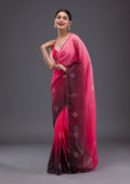 Peach Swarovski Satin Saree