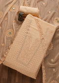 Peach Threadwork Chiffon Unstitched Salwar Suit