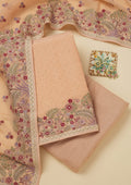 Peach Threadwork Tissue Unstitched Salwar Suit