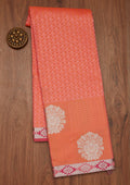 Peach Zari Work Brocade Saree
