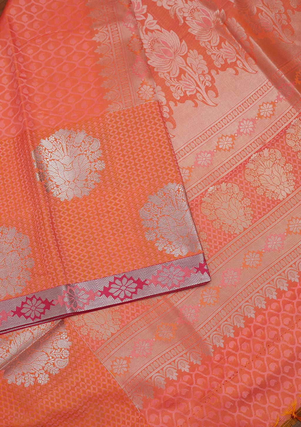 Peach Zari Work Brocade Saree