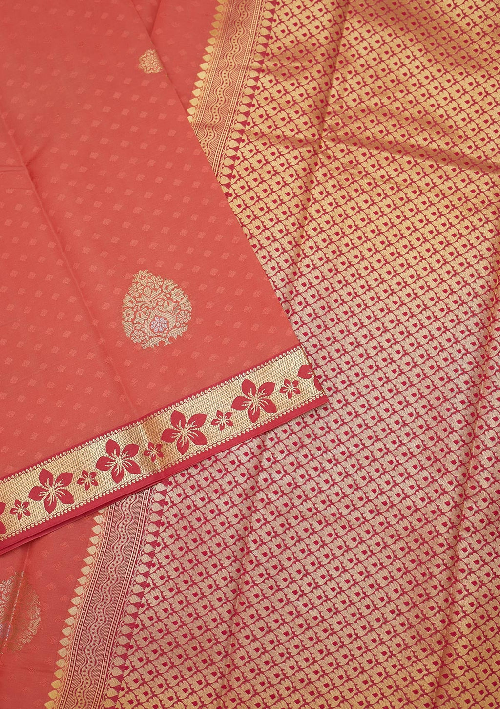 Peach Zariwork Brocade Saree