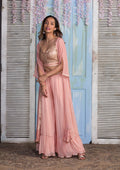 Peach Zariwork Georgette Readymade Salwar Suit