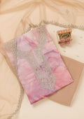 Peach Zariwork Organza Unstitched Salwar Suit