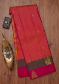 Peach Zariwork Pure Silk Unstitched Saree