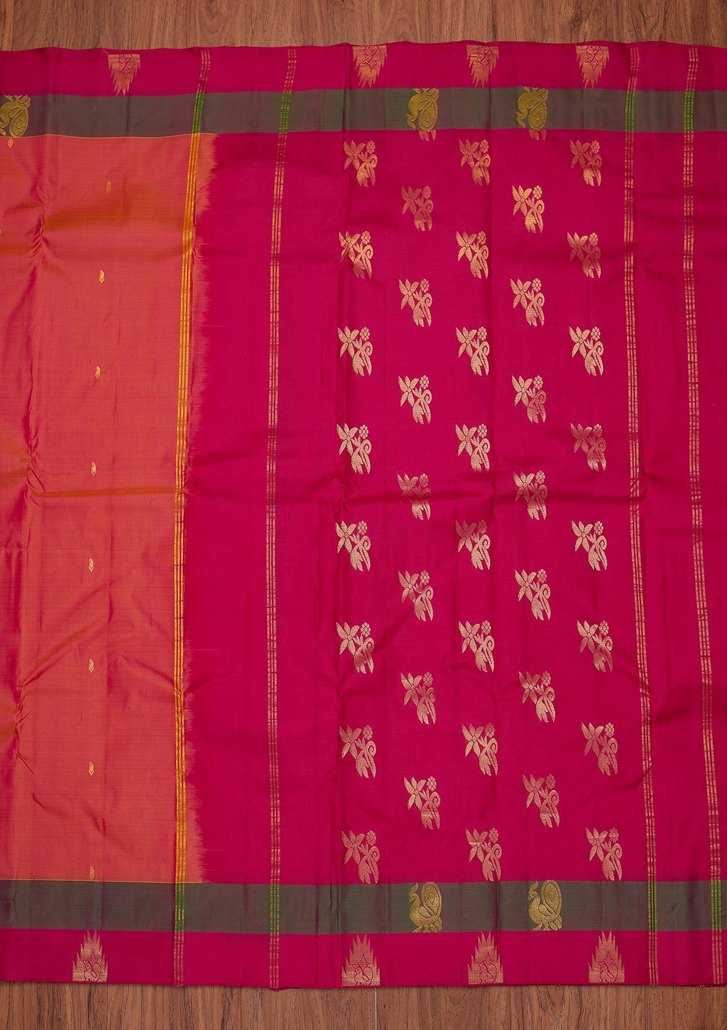 Peach Zariwork Pure Silk Unstitched Saree