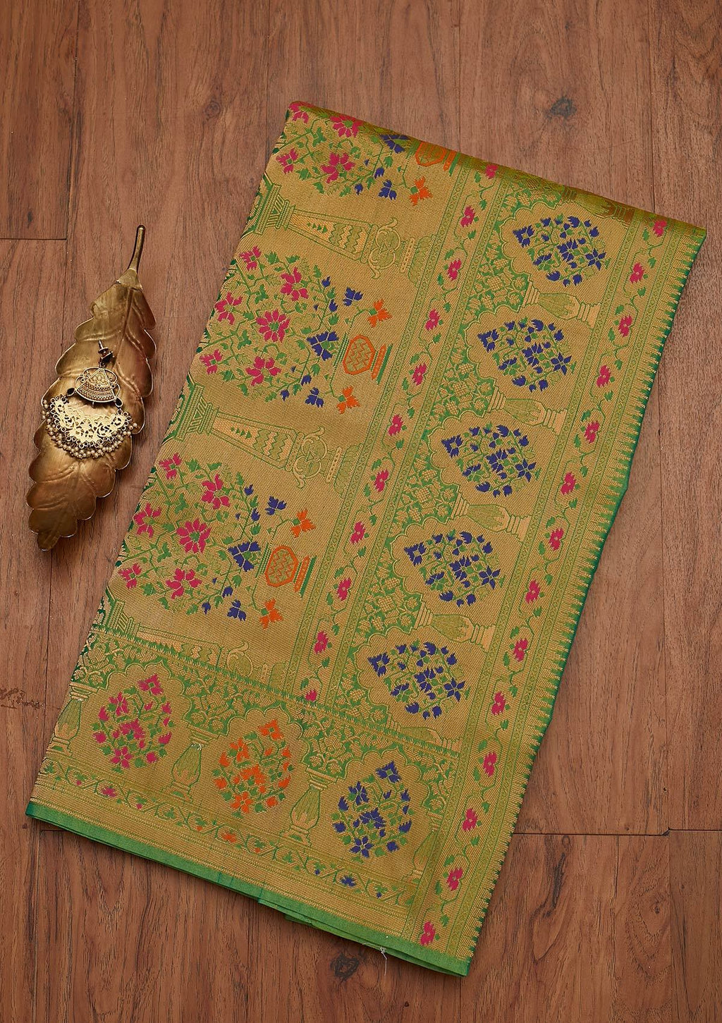 Peach Zariwork Raw Silk Saree