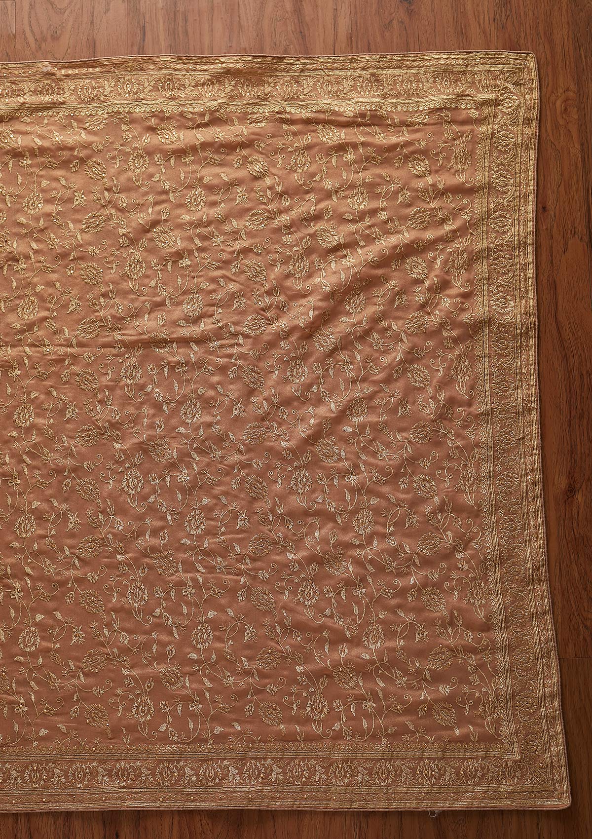 Peach Zariwork Shimmer Designer Saree