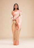 Peach Zariwork Soft Silk Saree