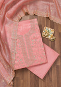 Peach Zariwork Tissue Unstitched Salwar Suit