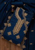 Peacock Blue Stonework Art Silk Unstitched Salwar Suit