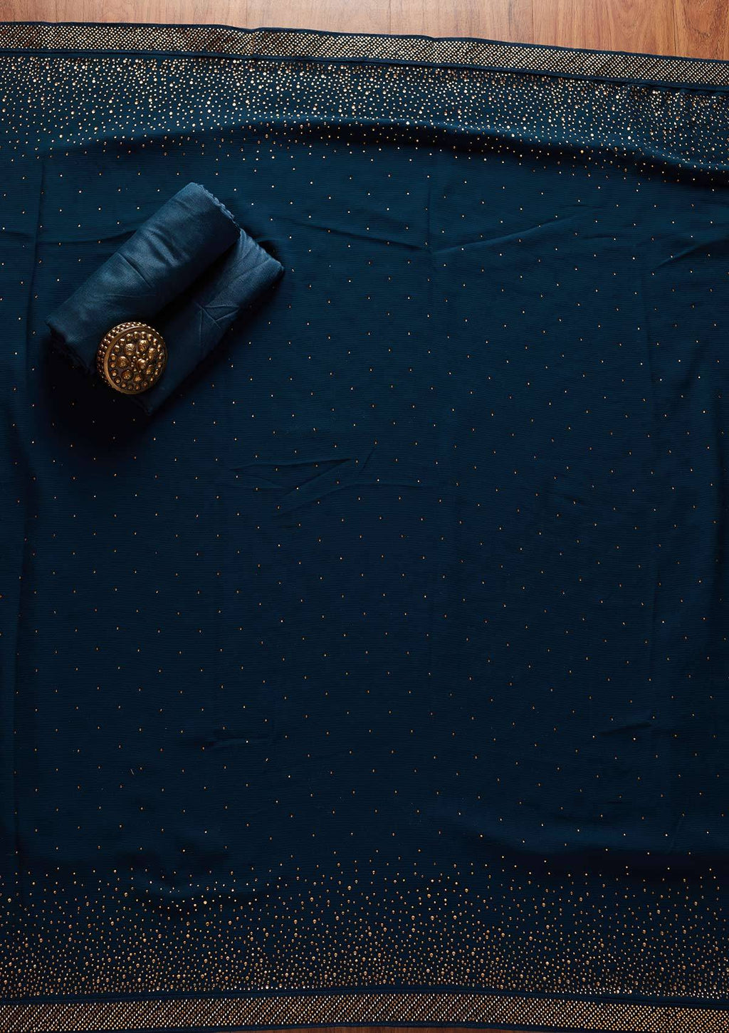 Peacock Blue Swarovski Georgette Unstitched Salwar Suit